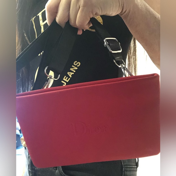 Authentic DIOR Red Restyled-Repurposed to Crossbody/ Fanny-Belt Bag Beauty Case - Picture 6 of 13